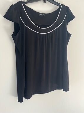 Chapter Black Tank Top with White Piping